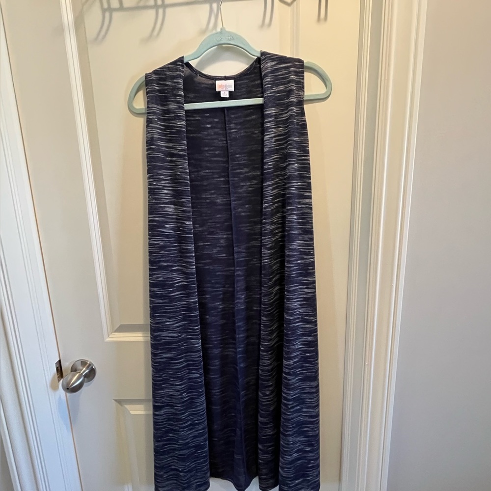 Luluroe blue duster/ vest, size small.